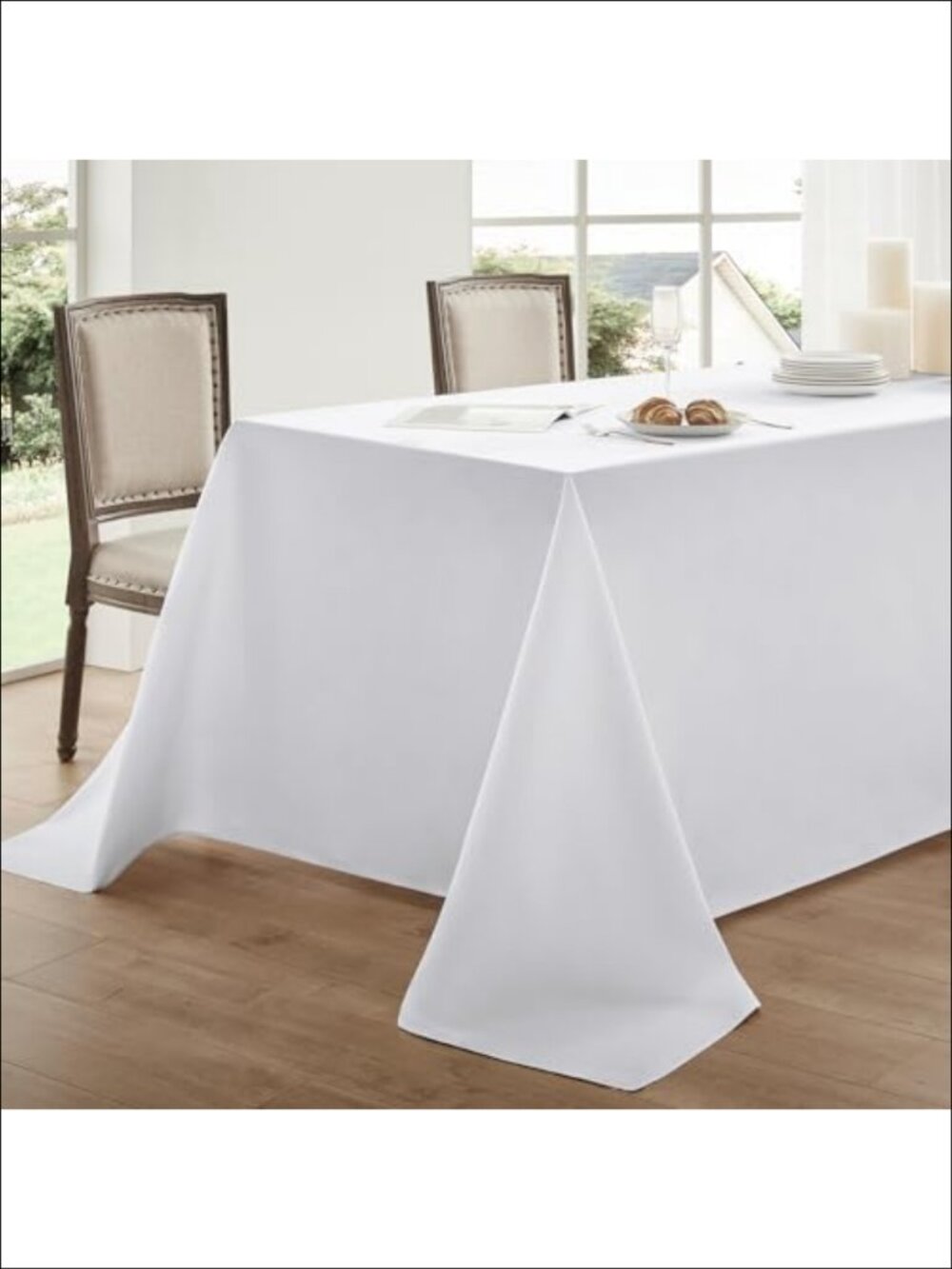 2 Pack Rectangle Tablecloths 90x132 Inch for 6ft Tables Polyester
